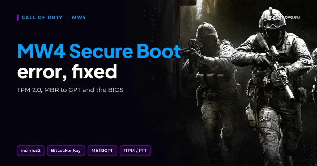 MW4 Secure Boot i TPM 2.0: jak naprawić błąd krok po kroku