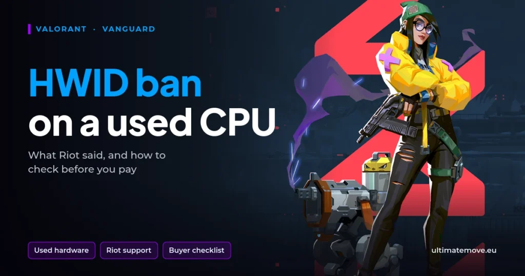 HWID ban w Valorancie na używanym CPU: okładka z agentką Killjoy